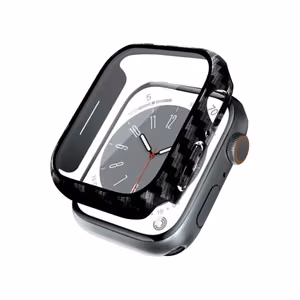 Защитный чехол Crong Hybrid Watch Case со встроенным стеклом для Apple Watch 41 мм, с рисунком под карбон