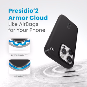 Speck Presidio2 Pro ClickLock MagSafe ümbris seadmele iPhone 15 Pro, mustas ja kiltkivihallis värvitoonis