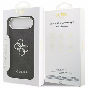 GUESS ümbris jaoks IPHONE 17 Air GUHCP17MP4G4SMCK (4G PU Leather Ümbris with Big 4G and Classic Logo and Hõbedane Metal Camera Frame) must