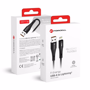 Kaabel USB A to Lightning Forcell F-Energy 2,4A 12W Silikoon 1 m C343 must