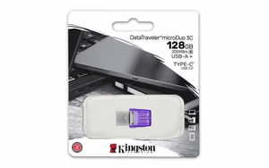 Kingston Technology DataTraveler microDuo 3C USB mälupulk 64 GB USB Type-A / USB Type-C 3.2 Gen 1 (3.1 Gen 1) lilla, roostevaba teras