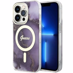 Guess GUHMP14LHTMRSU iPhone 14 Pro 6.1" lilla/lilla hardcase Golden Marble MagSafe
