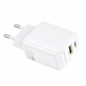Borofone Wall laadija BN27 Fuente - USB + Type C - QC 3.0 PD 20W valge