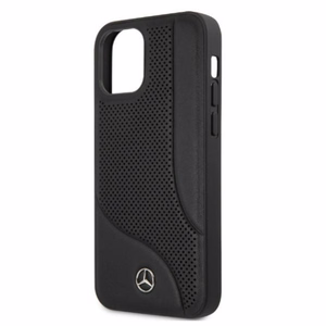 Mercedes nahast perforeeritud ümbris iPhone 12 Pro Max'ile - must