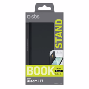 SBS Wallet Smooth ümbris Xiaomi 17 klappkaanaga must