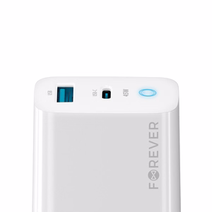 Forever TC-06-45AC GaN PD QC laadija 1x USB-C 1x USB 45W valge