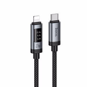 Кабель для передачи данных с цифровым дисплеем USB C to Lightning Hoco PD 27W 1,2 м U148 чёрный
