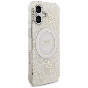 Guess IML Flowers Electro Pearl Strap MagSafe ümbris jaoks iPhone 17 - valge