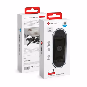 Juhtmevaba laadija Forcell F-Energy Ellipse 3w1 Qi QC 15W compatible with Apple + kaabel USB C do USB A must