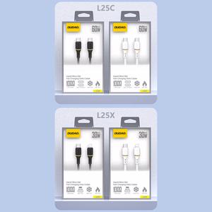 Dudao L25C USB-C - USB-C Silicone Kaabel 60W 1m - valge