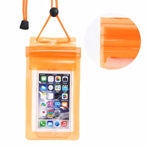 Waterproof bag jaoks mobile phone with zipper closing oranž