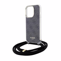 Guess Crossbody Cord 4G Print ümbris jaoks iPhone 15 Pro - must