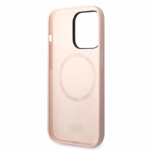 Karl Lagerfeld KLHMP14XSLKHLP iPhone 14 Pro Max 6.7" жёсткий чехол светло-розовый/светло-розовый Silicone Karl`s Head MagSafe
