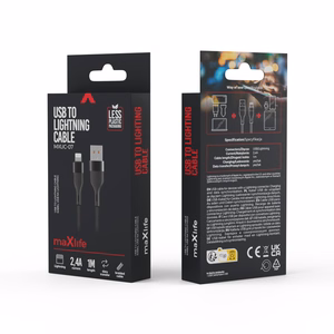 Maxlife MXUC-07 кабель USB - Lightning 1,0 m 2,4A черный нейлон