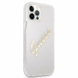 Guess GUHCP12MKTRSVGO iPhone 12/12 Pro 6.1" Läbipaistev kõvakaaneline Vintage Script Gold