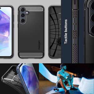 Spigen Rugged Armor ümbris seadmele Samsung Galaxy A55 5G, mattmust