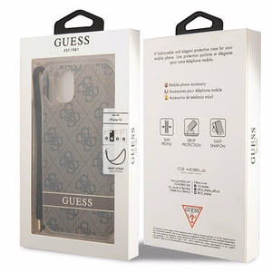 Guess GUOHCP14MH4STW iPhone 14 Plus 6.7" коричневый/коричневый жёсткий чехол 4G Print Strap