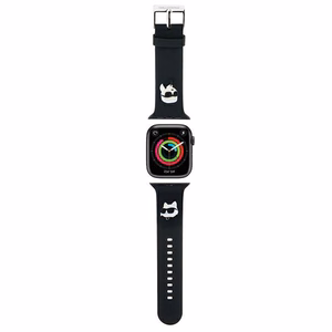 Karl Lagerfeld 3D Rubber Karl ja Choupette Heads rihm must Apple Watch 42/44/45/49mm jaoks