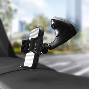 Автомобильный держатель телефона Forcell F-Grip Carbon HT1 лобовое стекло / приборная панель чёрный