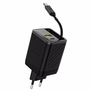 Dudao A67EU GaN 67W Wall Laadija with Built-in Retractable USB-C Power Delivery Quick Charge Kaabel - must