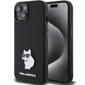 Karl Lagerfeld Silicone Choupette Metal Pin ümbris jaoks iPhone 15 Plus / 14 Plus - must