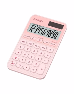 Casio SL-310YC-LP calculator, battery and solar-powered, light pink
