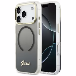 Guess IML Gradient Script Metal MagSafe чехол iPhone 17 Pro - черный