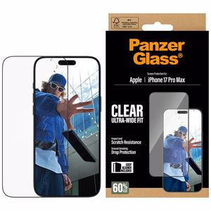 PanzerGlass Ultra-Wide Fit EasyAligner Karastatud klaas jaoks iPhone 17 Pro Max