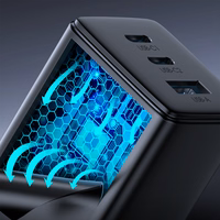 Laadija Joyroom JR-TCG01 65W GaN 2xUSB-C/USB-A + USB-C to USB-C kaabel 1.2m must