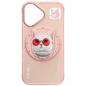 Nimmy Glasses Cool Cat MagSafe Ümbris jaoks iPhone 16 - Roosa