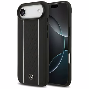 Mercedes Leather Star Pattern Stripes MagSafe ümbris jaoks iPhone Air - must