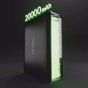 Powerbank SBS 20000mAh 65W PD AFC USB-C USB-A sülearvutile, tahvelarvutile, nutitelefonile - must