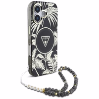 GUESS ümbris jaoks IPHONE 16 compatible with MagSafe GUHMP16SHPCTPLSK (IML Palm Trees Triangle W/ Pearl Strap) must