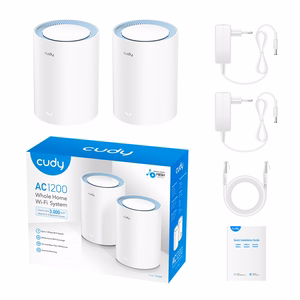 Cudy M1200 kahe seadmega kaheribaline Mesh-Wi-Fi süsteem (2,4/5 GHz), Wi-Fi 5 (802.11ac), valge, 1 siseantenn