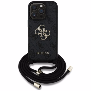 Чехол Guess для iPhone 16 Pro GUHCP16LP4GMGCRK (CBDY PU 4G Big Logo W/Cord Strap) чёрный