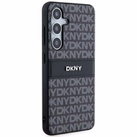 DKNY Leather Mono Stripe & Metal Logo ümbris jaoks Samsung Galaxy S24+ - must
