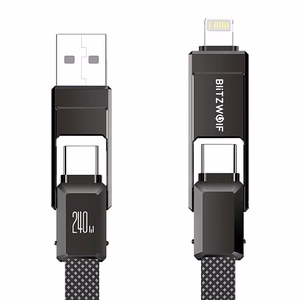 Blitzwolf BW-HDC7 4-in-1 USB+C+Lightning kaabel 240W 1.2m (must)