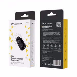 Akupank Wozinsky WF16-YLS must (juhtmevaba laadimine 15W) + integreeritud Type-C ühendus