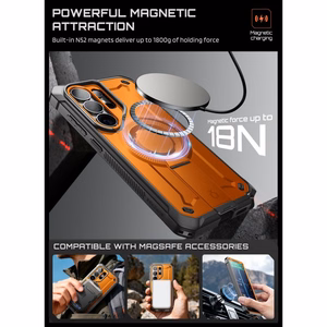 Supcase Unicorn Beetle Pro Mag MagSafe 2-komplektiline ümbris Samsung Galaxy S26 Ultra jaoks - must ja oranž