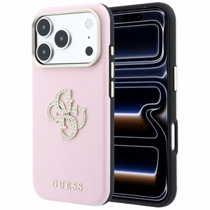 Guess Smooth & Big Strass Logo ümbris iPhone 18 Pro / 17 Pro – roosa