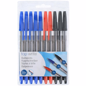 Topwrite pastapliiatsite komplekt, 10 tk, sinised / mustad / punased