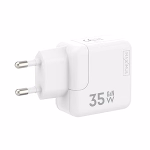 WALL CHARGER MX BURST GaN PD 35W, 2xUSB-C + C/C PD CABLE 65W WHITE