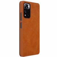 Nillkin Qin Case Case for Xiaomi Redmi Note 11 Pro+ (Hiina) / Redmi Note 11 Pro (Hiina) / Mi11i HyperCharge Camera Protector Holster Cover Flip Case Brown