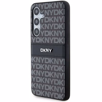 DKNY Leather Mono Stripe & Metal Logo ümbris jaoks Samsung Galaxy S24 - must
