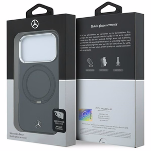 Mercedes Iconic Logo ümbris seadmele iPhone 18 Pro Max / 17 Pro Max, rõngastoega, MagSafe-ühilduv – must