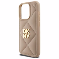 DKNY Quilted Stack Logo iPhone 15 Pro Max Ümbris - Beige