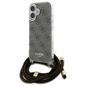 Guess Crossbody Cord 4G Print Ümbris with Lanyard jaoks iPhone 16 - Brown