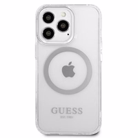 Guess Metal Outline MagSafe ümbris jaoks iPhone 13 Pro / iPhone 13 - hõbedane