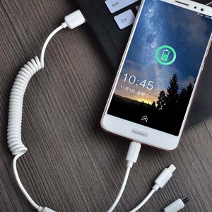 Dudao car kit charger 2x USB 2.4A + cable USB 3in1 Lightning / Type C / micro USB cable valge (R7 valge)