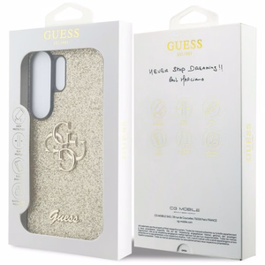Guess ümbris Fixed Glitter Big 4G Metal Logo for Samsung Galaxy S26 Ultra kuldne